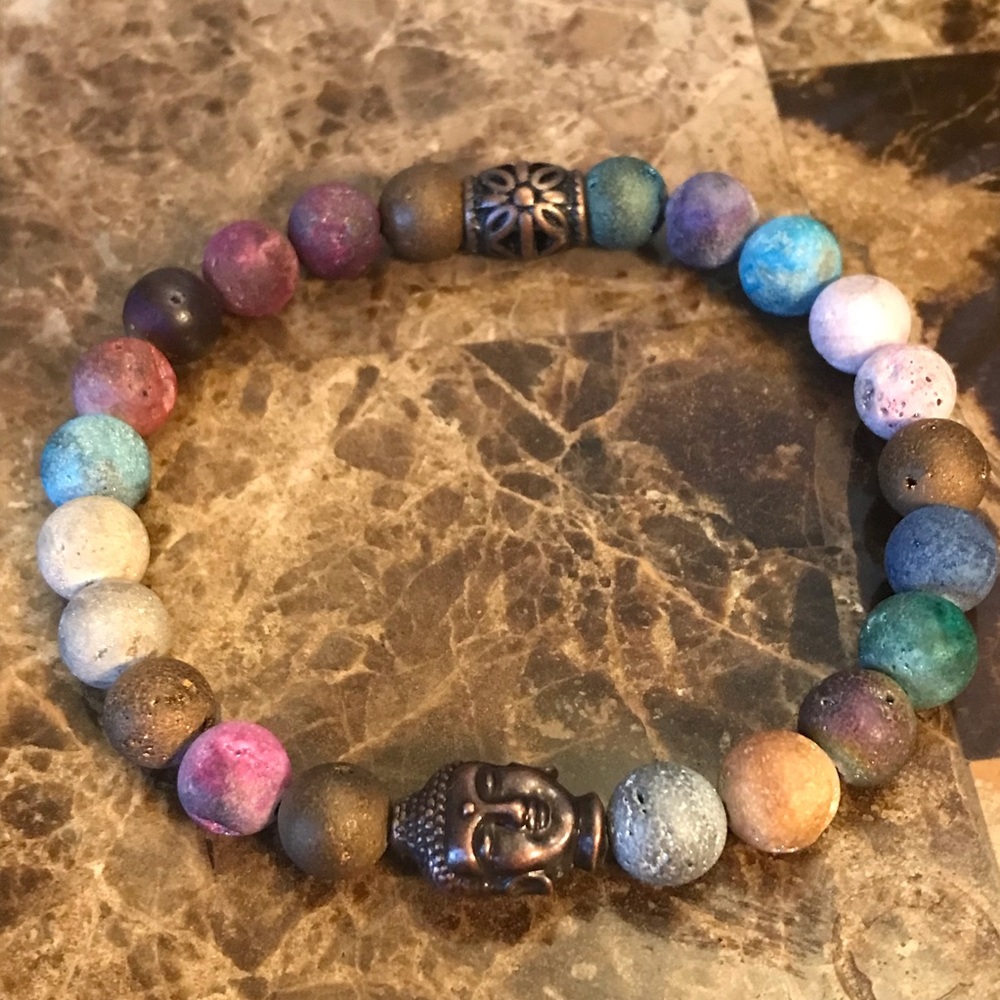 New Men’s Trendy Colorful Natural Stone Beaded Bracelet - Picture 5 of 7